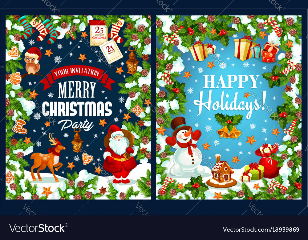 Merry christmas holidays greeting card Royalty Free Vector