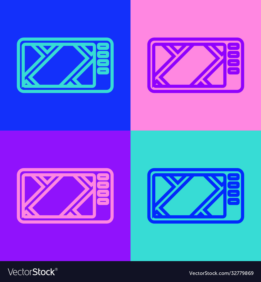 Pop Art Line gps Gerät mit Landkarte Ikone isoliert Vector Image Pop Art Line gps Gerät mit Landkarte Ikone isoliert