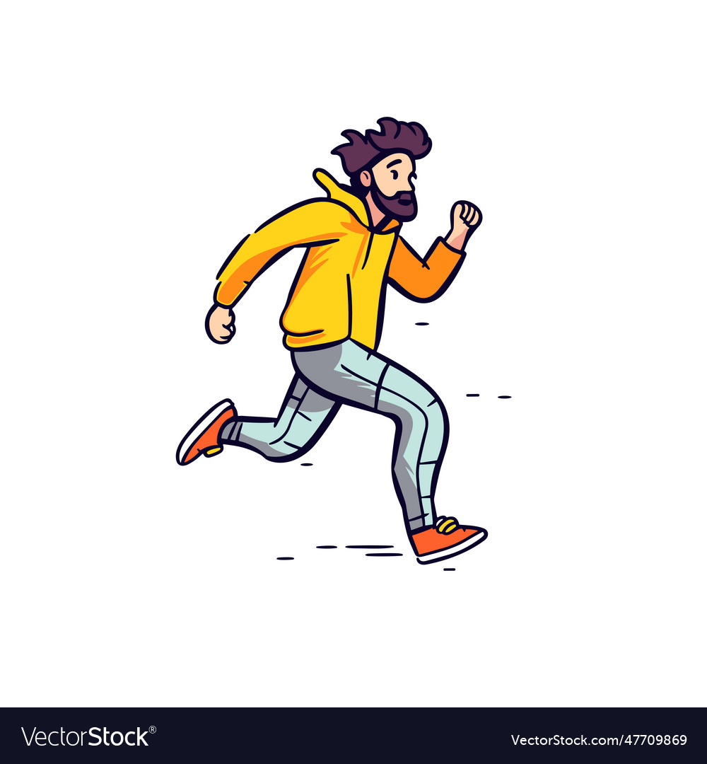 Runner hand-drawn doodle style cartoon Royalty Free Vector