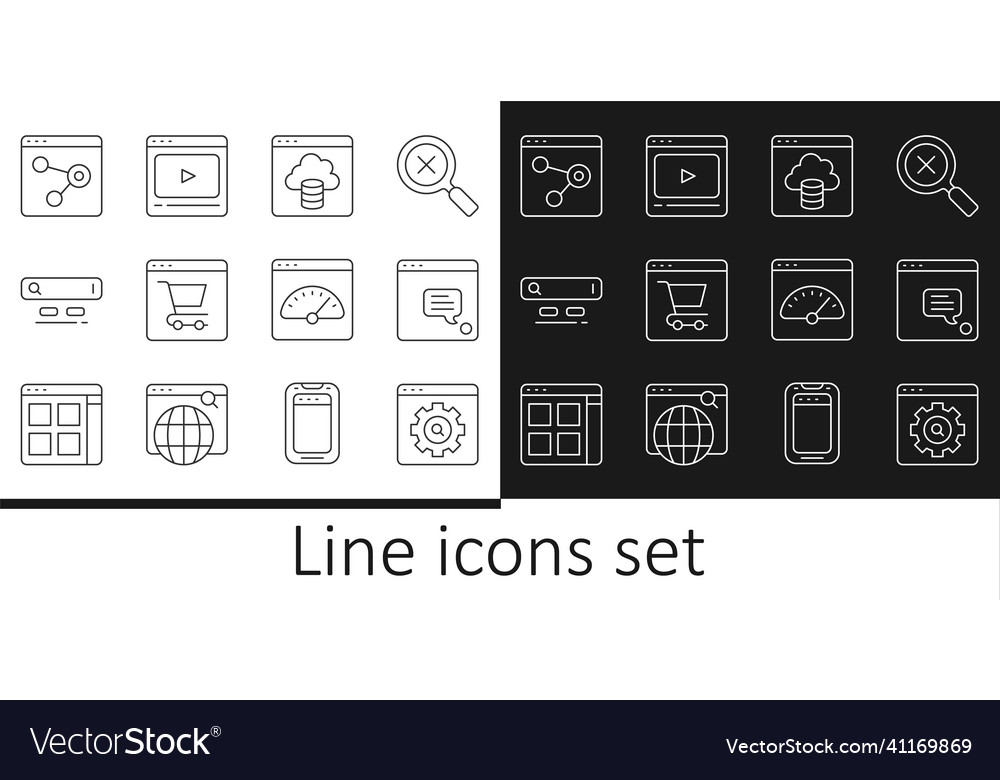 Set line browser setting new chat messages vector image Set line browser setting new chat messages