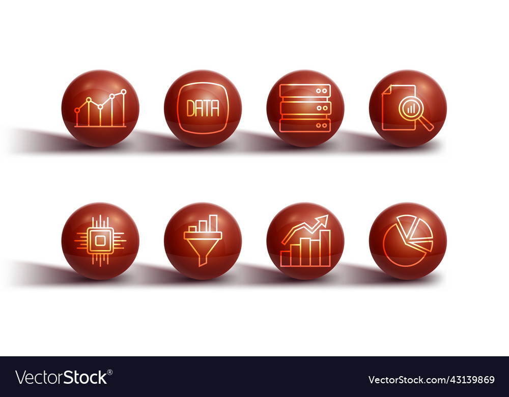 Set line pie chart infographic processor cpu vector image Set line pie chart infographic processor cpu