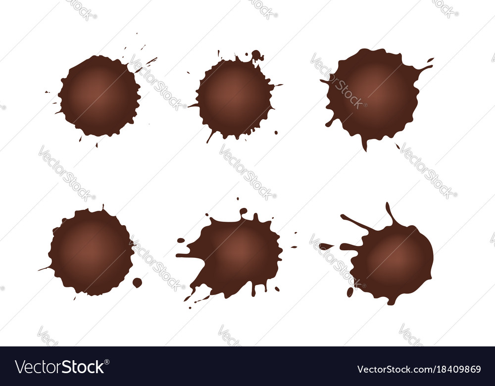 Set von Schokolade Tropfen Kreis oder Blots auf weiß