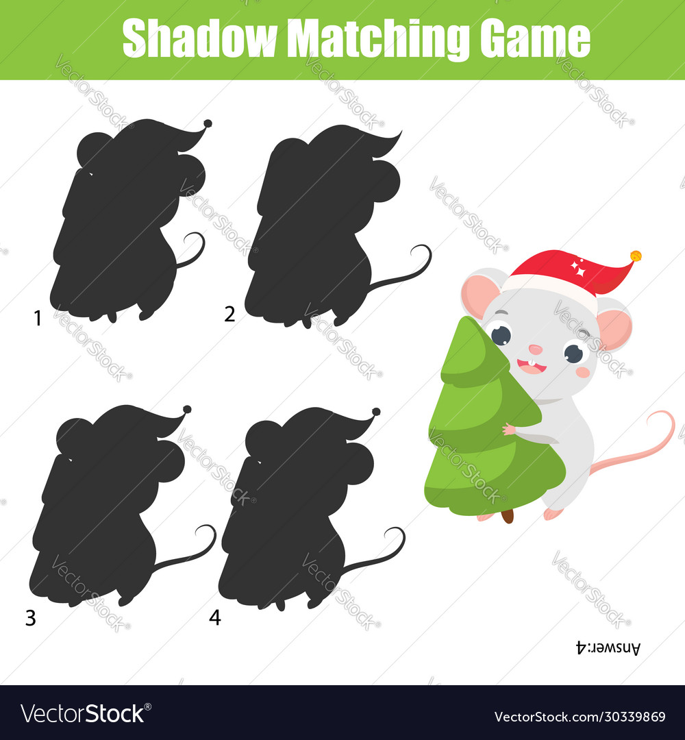 Shadow matching game kids activity with cartoon