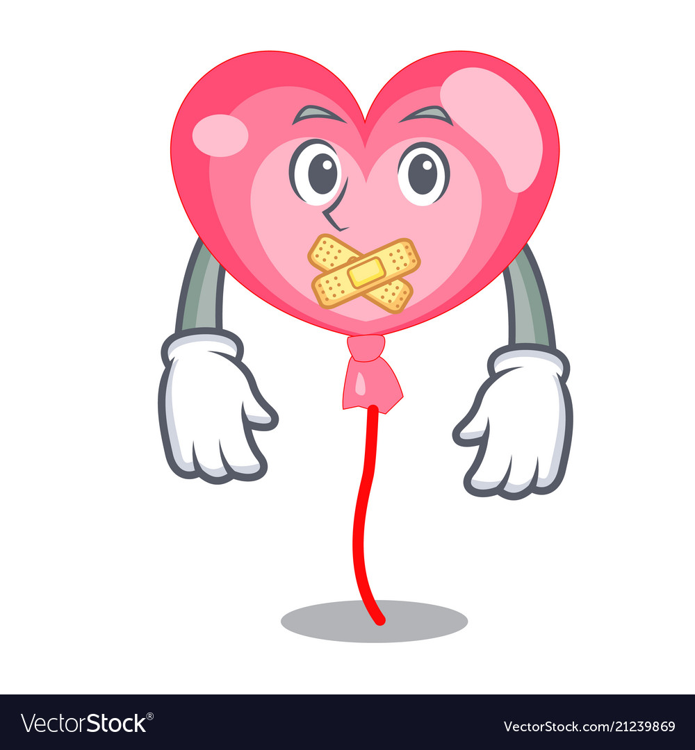 Silent balloon heart mascot cartoon