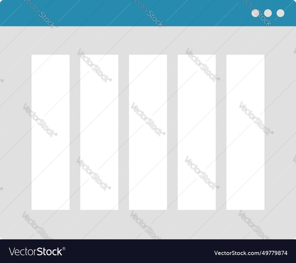 5 column flat website prototype icon pictogram