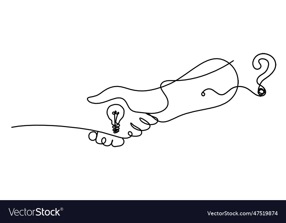 Abstract handshake and question mark as line