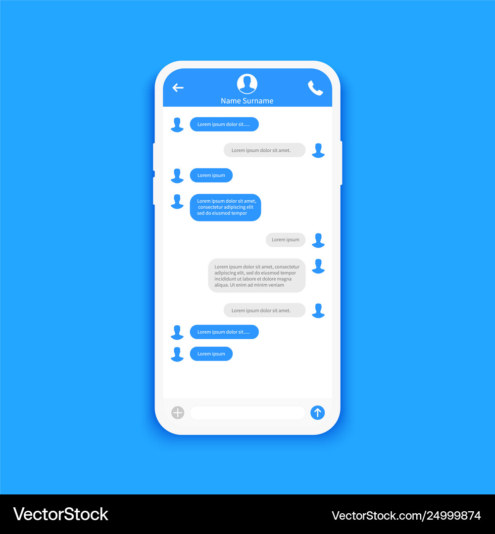 Chat interface sms messages speech bubbles short Vector Image