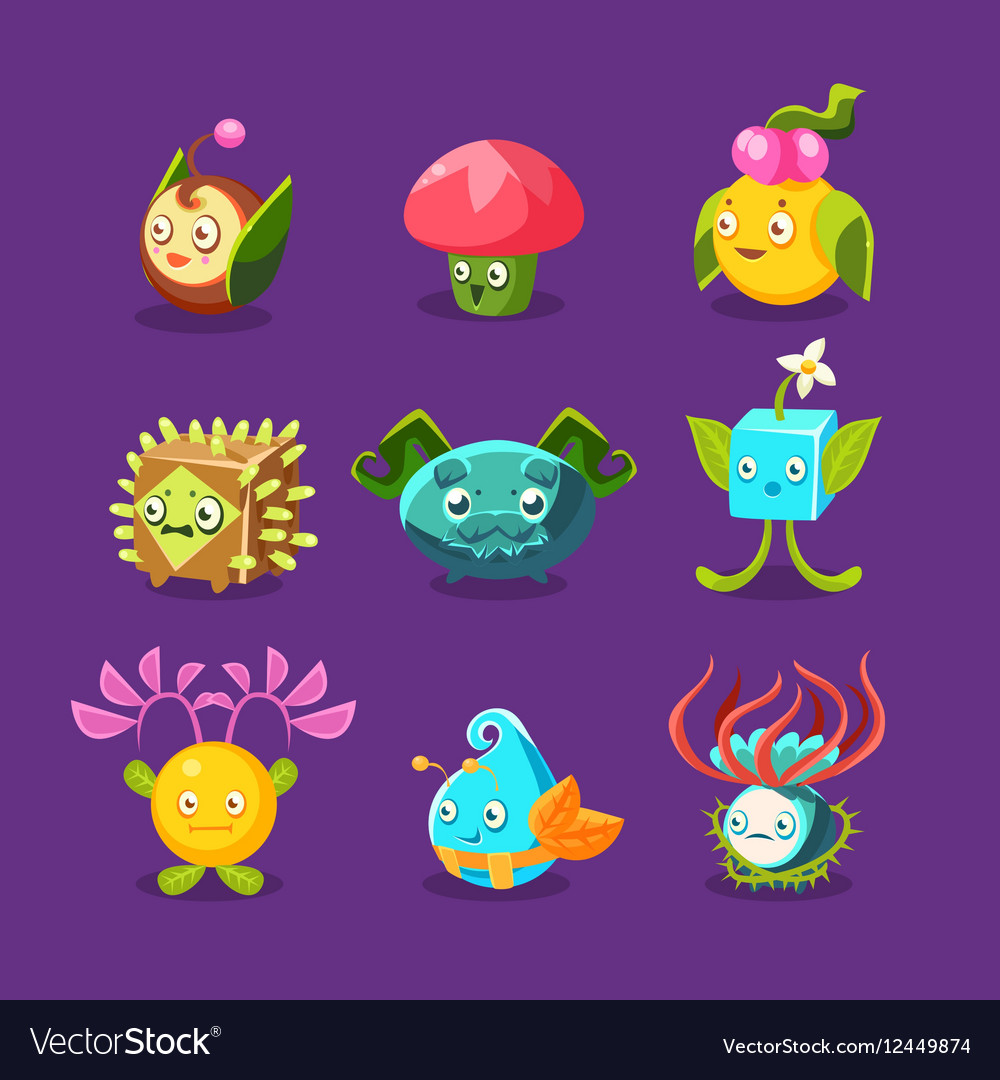 Childish alien fantastic alive plants emoji