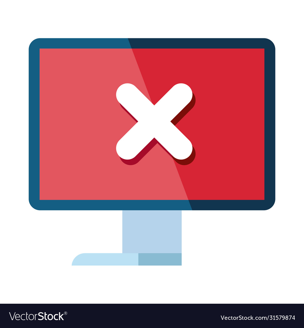 Computer with error notification icon Royalty Free Vector