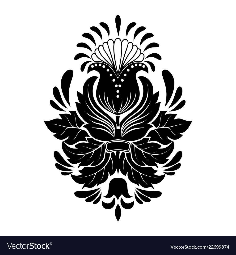 Damask element isolated central vector image Damask element isolated central