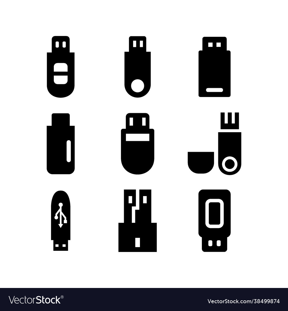 Flash disk icon set vector image Flash disk icon set
