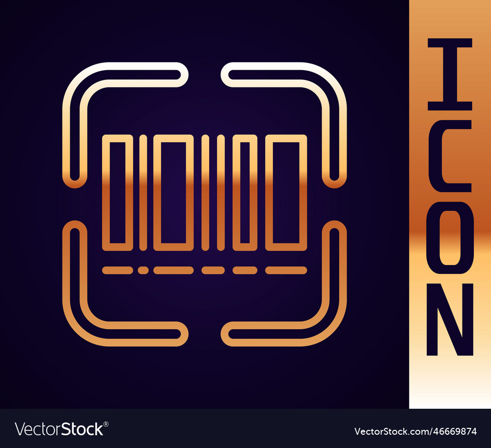 Gold line scanner scanning bar code icon isolated Vector Image Gold line scanner scanning bar code icon isolated