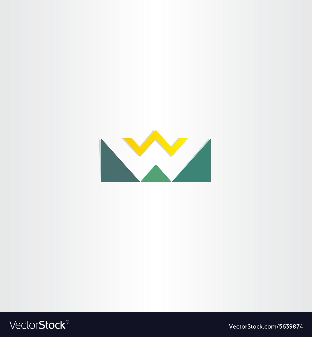 Letter w mountain and sun green logo element