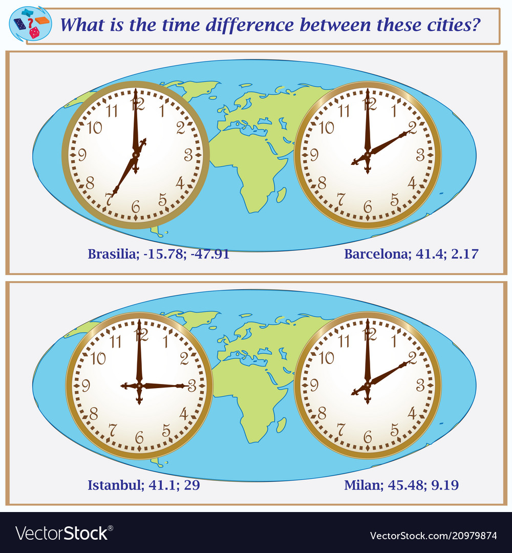 Logical task what is the time difference between vector image Logical task what is the time difference between