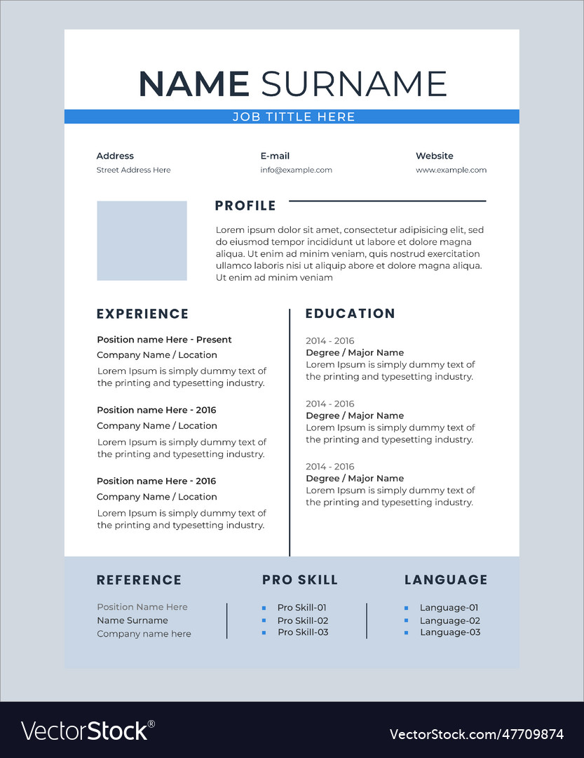 Minimalist resume template with clean and simple d