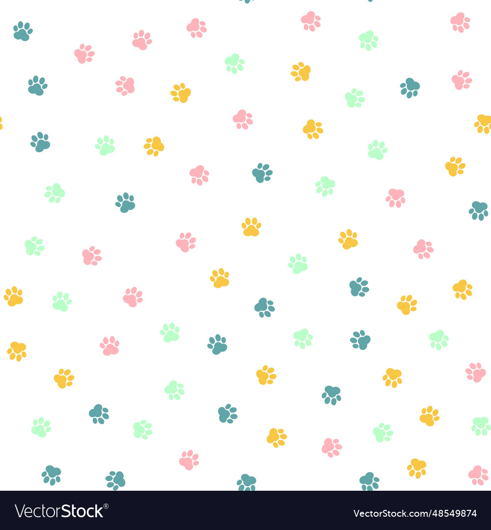 Paw print seamless pattern vector image Paw print seamless pattern