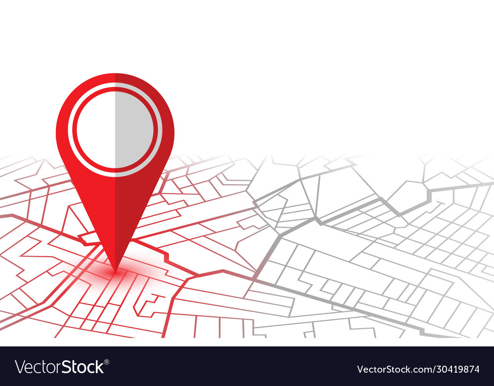 Pin in showing location on gps navigator map vector image Pin in showing location on gps navigator map