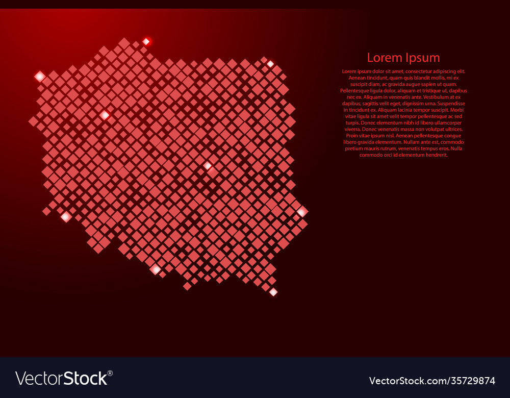 Poland map from red pattern rhombuses vector image Poland map from red pattern rhombuses