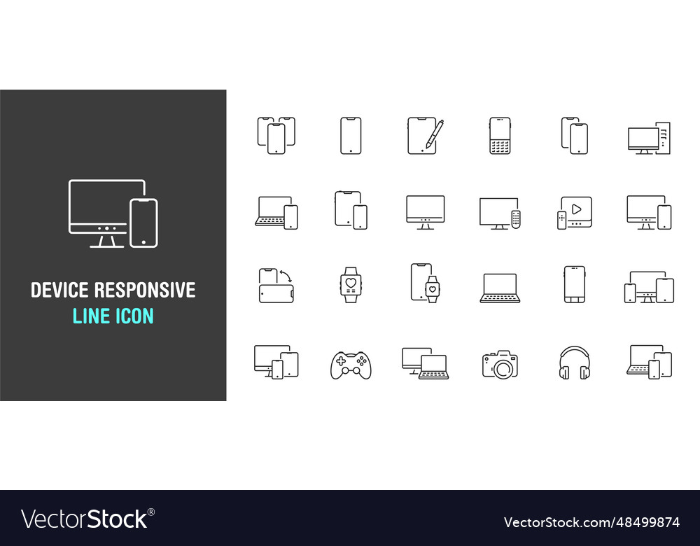 Simple set of device and responsive line icon Vector Image Simple set of device and responsive line icon