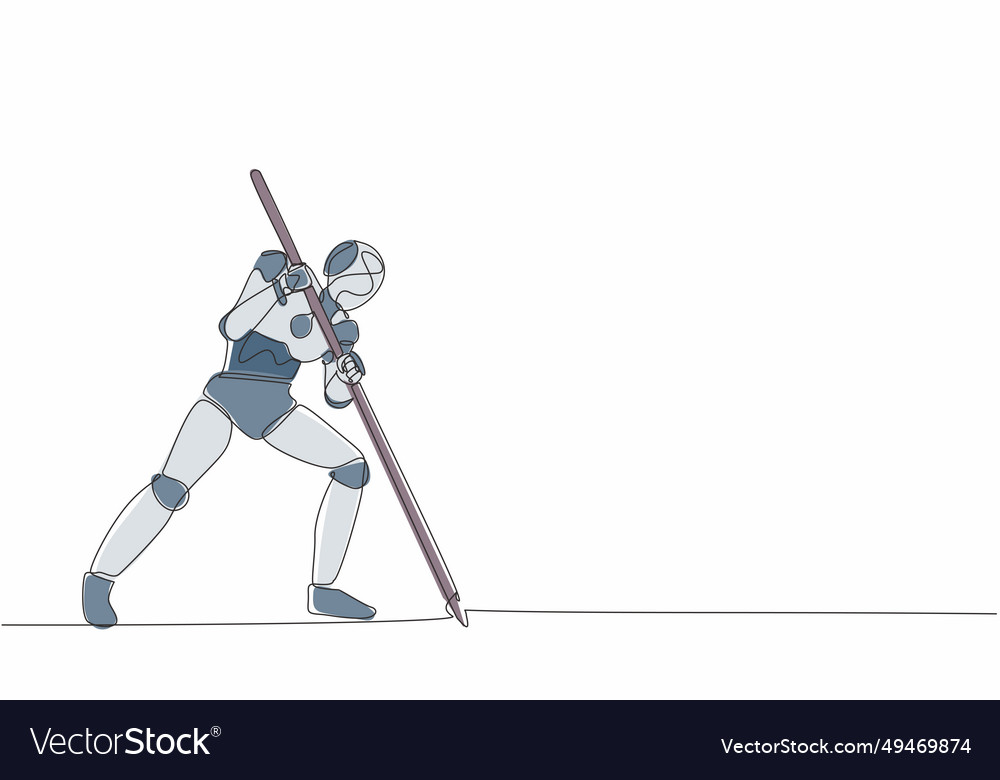Single continuous line drawing robot mark goal