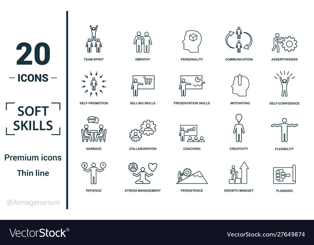 Soft skills icon set include creative elements vector image Soft skills icon set include creative elements
