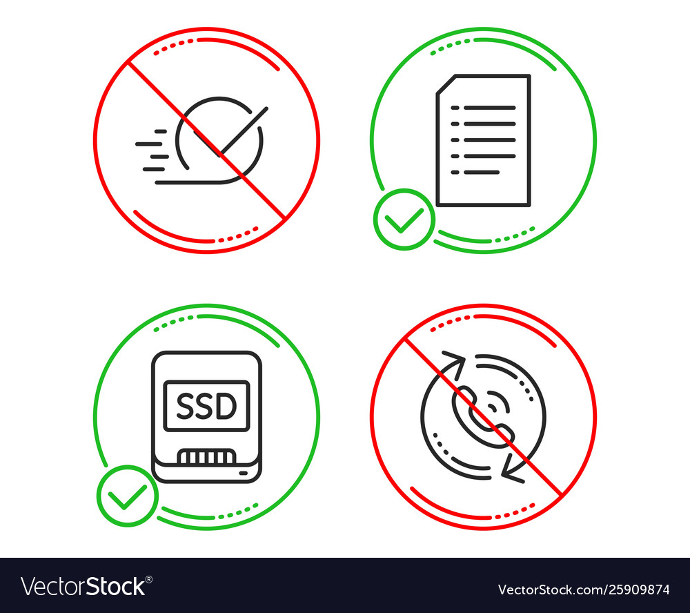 Ssd checkbox and document icons set call center vector image Ssd checkbox and document icons set call center