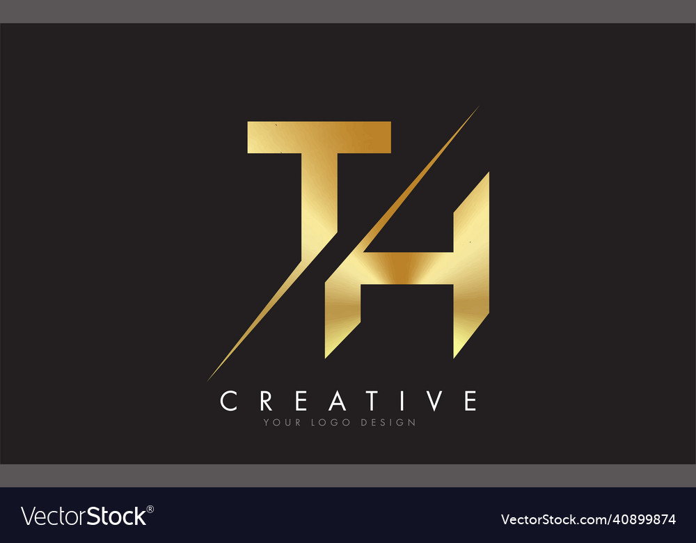 Th t h golden letter logo design with a creative