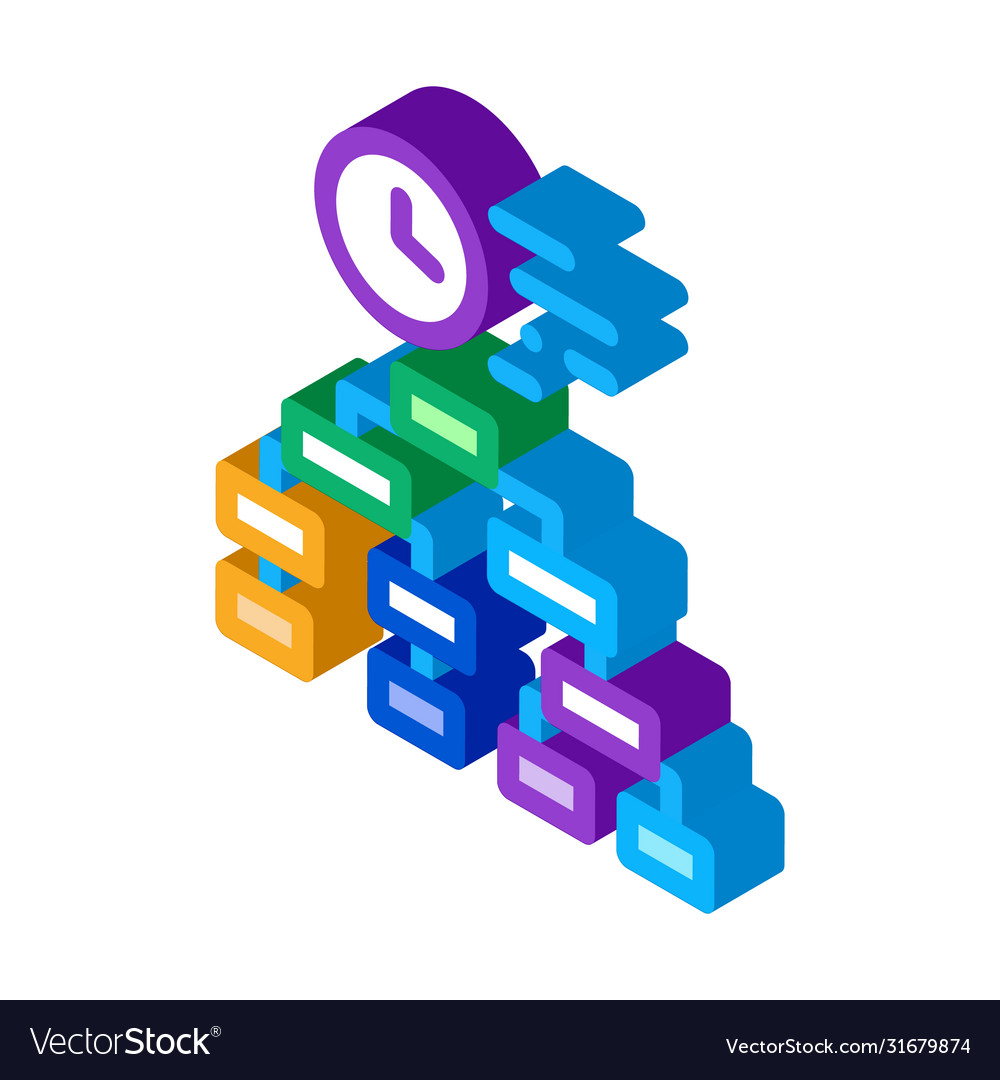 Time Algorithm Isometric Icons