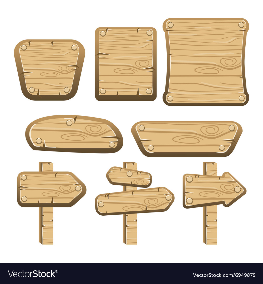 A set of wooden boards panels and signs-3 Vector Image