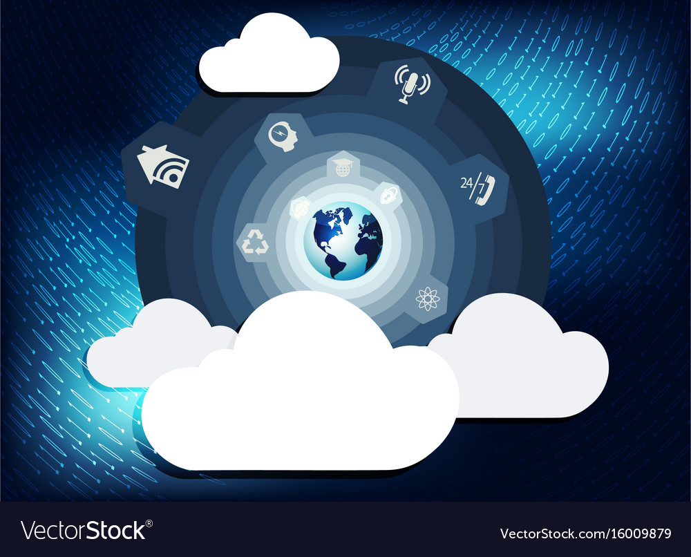 Blue background with computer clouds