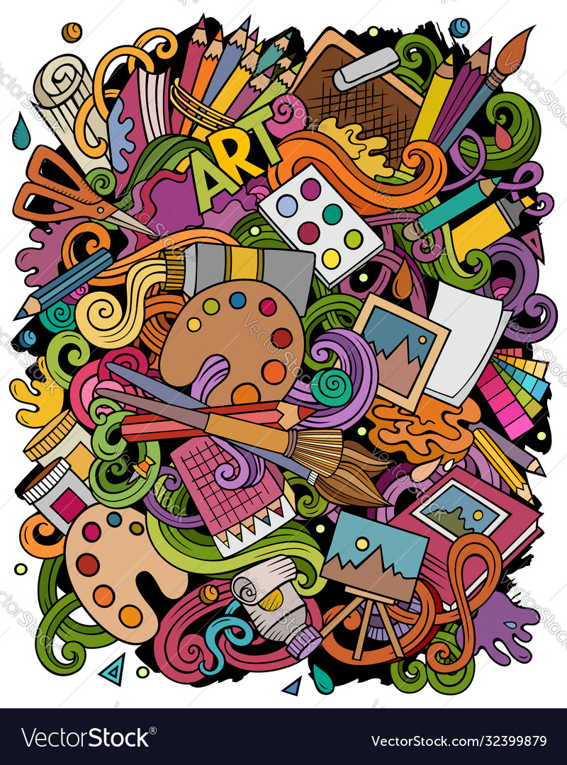 Cartoon doodles art and design Royalty Free Vector Image