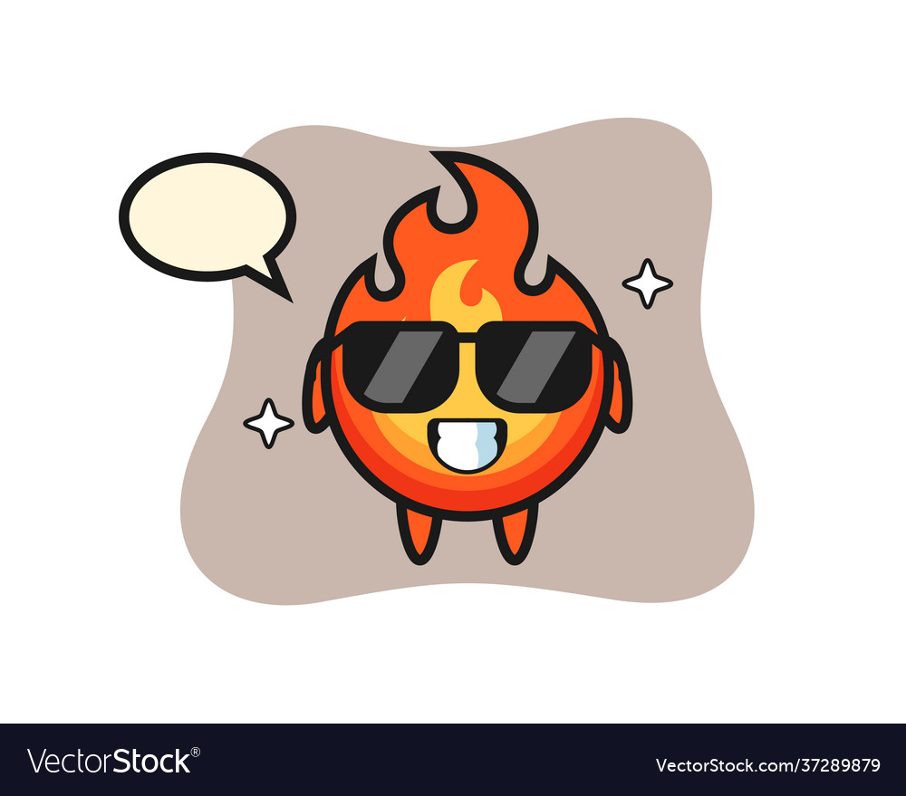 Cartoon mascot fire with cool gesture Royalty Free Vector