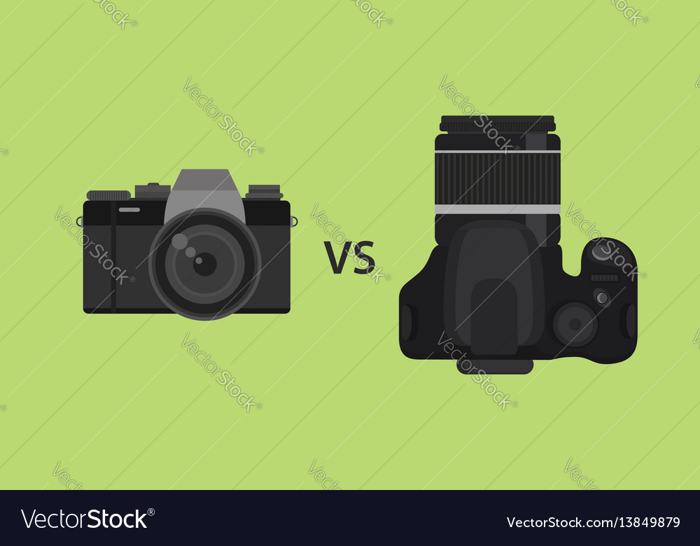 Comparing mirrorless camera vs dslr picture vector image Comparing mirrorless camera vs dslr picture