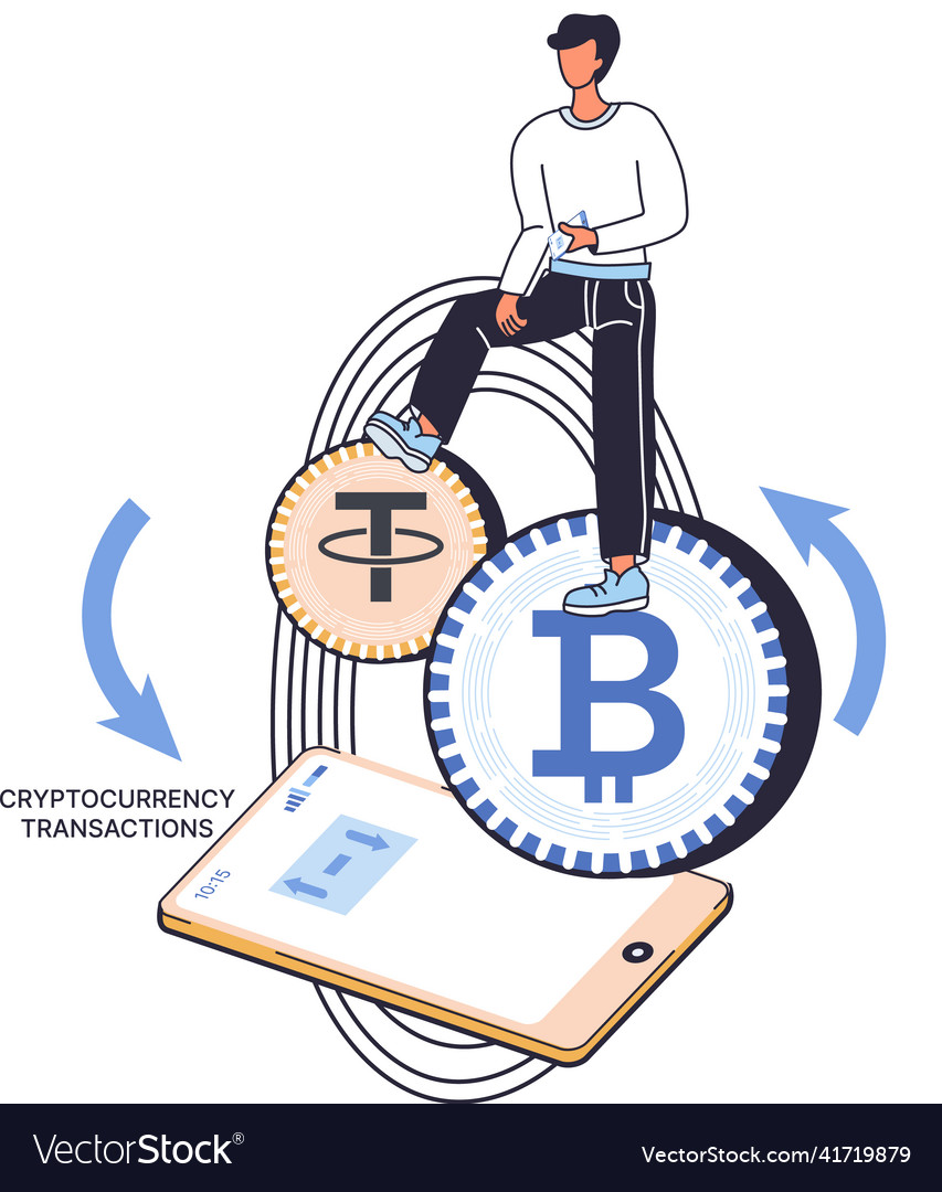 Cryptocurrency exchange and transactions bitcoin vector image Cryptocurrency exchange and transactions bitcoin