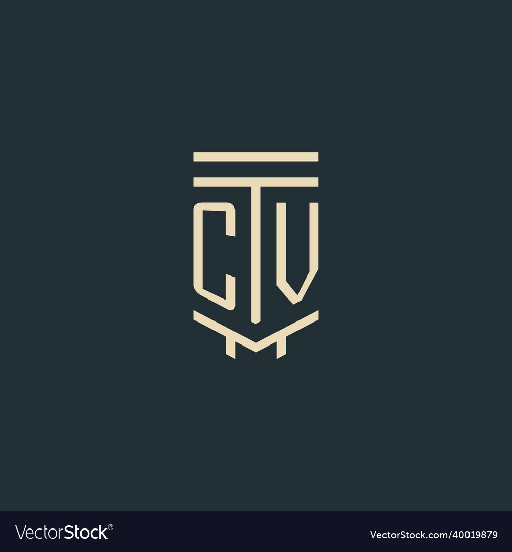 Cv initial monogram with simple line art pillar