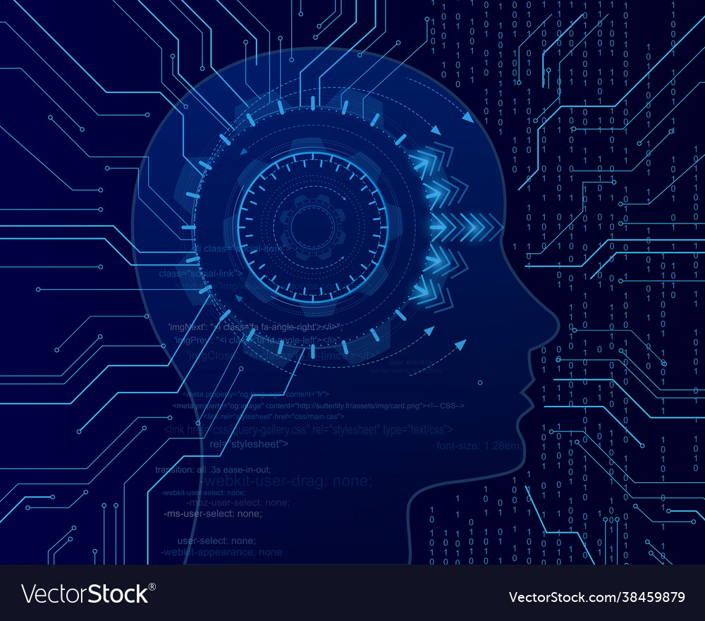 Cyber mind on binary code background big data