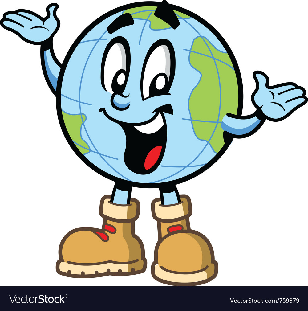 Happy smiling globe character Royalty Free Vector Image