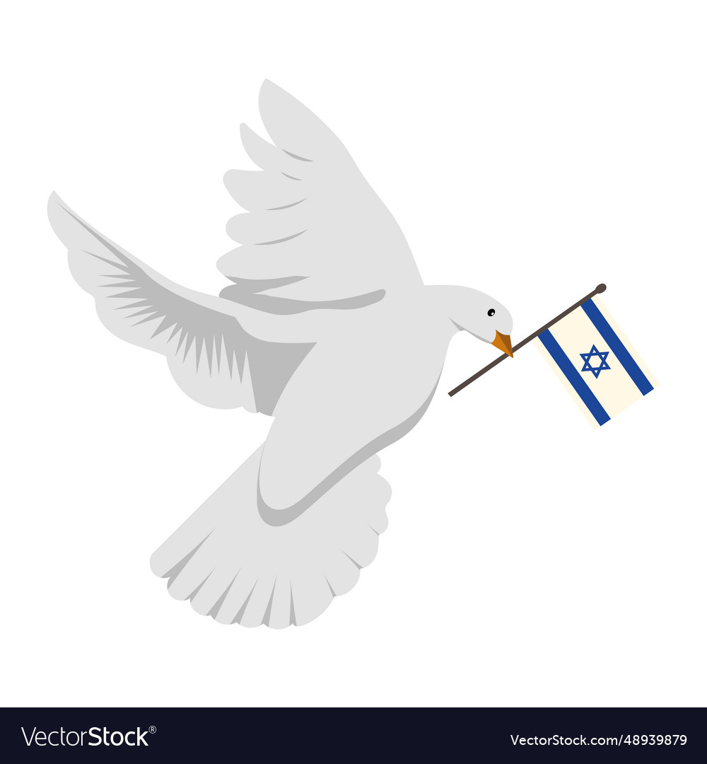 Israel flag with dove flying Royalty Free Vector Image