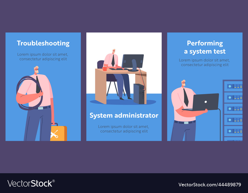 Mann sysadmin oder Coder bei der Arbeit auf Computer vector image Mann sysadmin oder Coder bei der Arbeit auf Computer