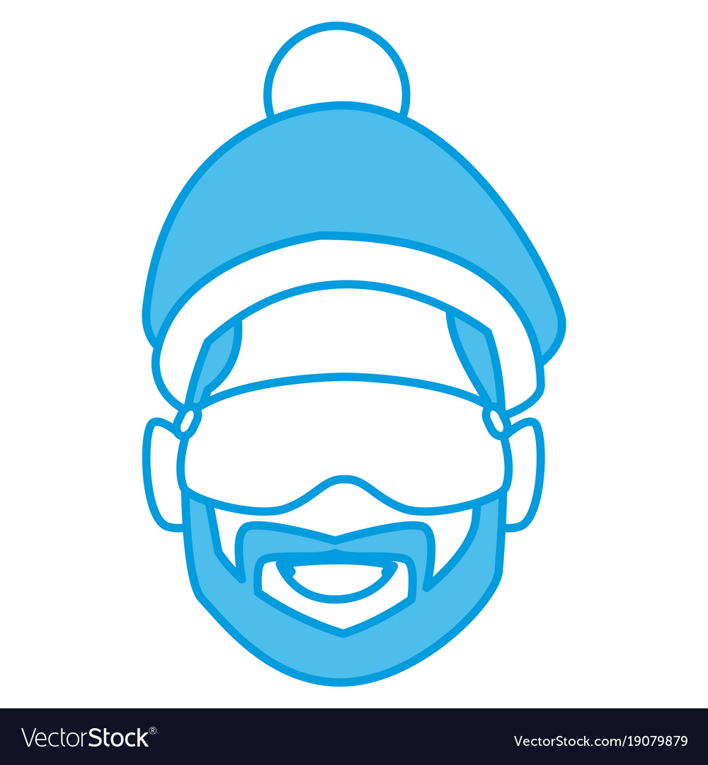 Man with winter googles face