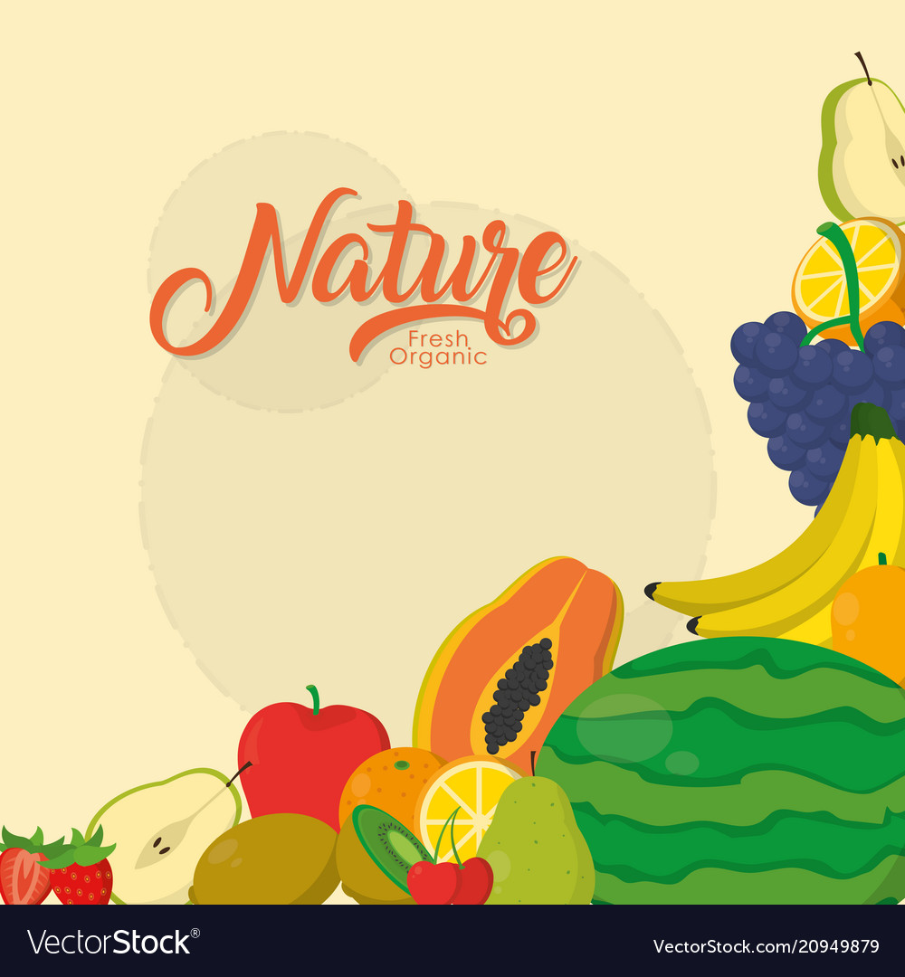 Nature fruits cartoon Royalty Free Vector Image