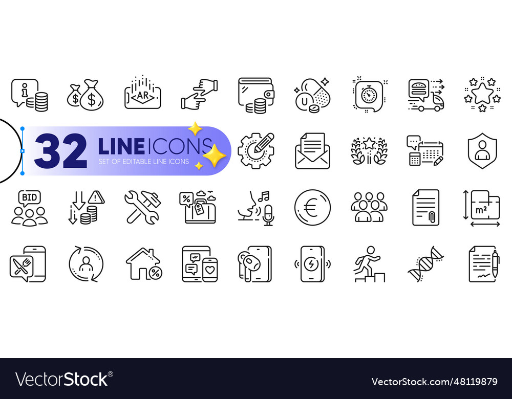 Outline set of loan house chemistry dna and stars Vector Image