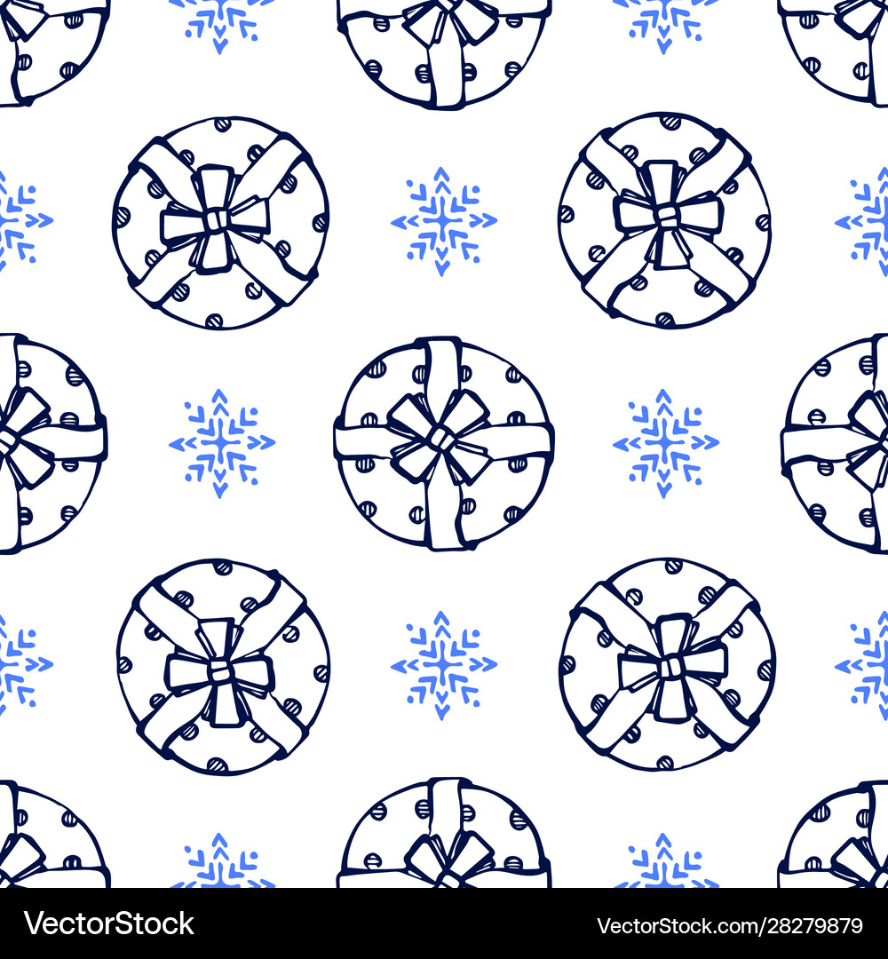 Seamless pattern with hand drawn gift boxes Vector Image