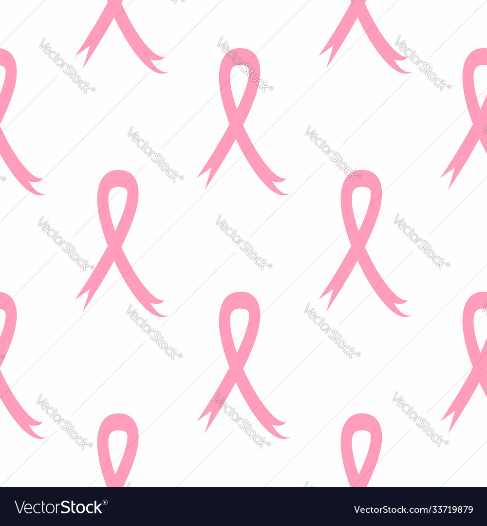 Seamless pattern with repeating pink ribbon vector image Seamless pattern with repeating pink ribbon