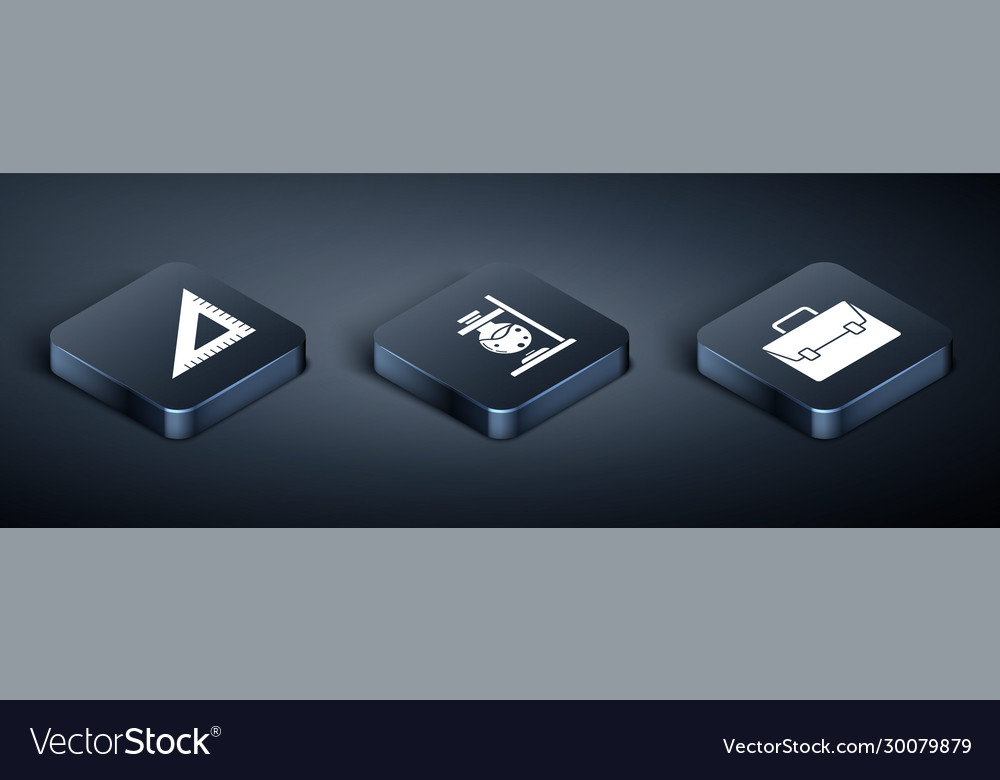 Set isometric triangular ruler briefcase