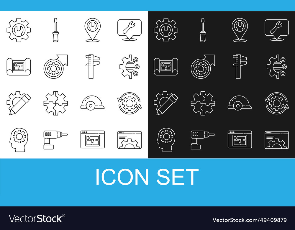 Set line browser setting gear and arrows vector image Set line browser setting gear and arrows