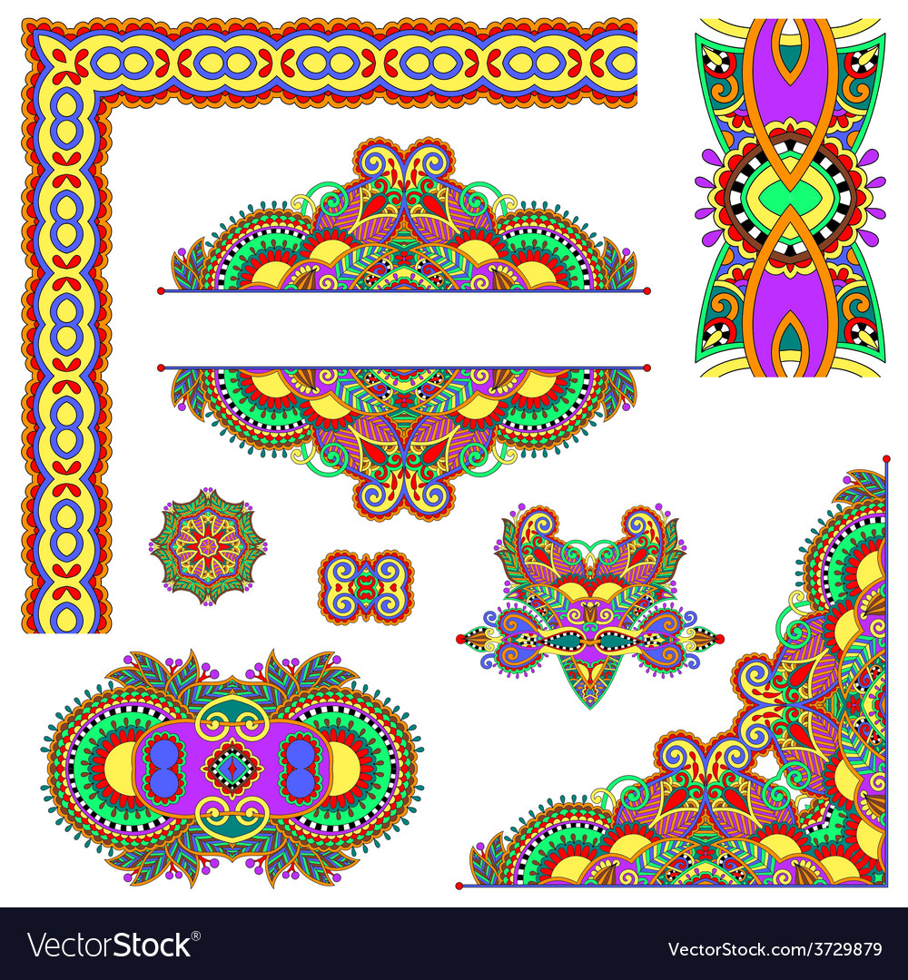 Set of paisley floral design elements for page Vector Image