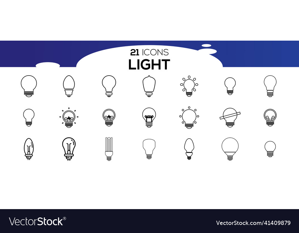 Simple set of light bulb related line icons