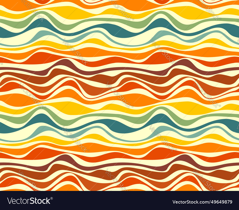 Wavy groovy lines seamless pattern retro style vector image Wavy groovy lines seamless pattern retro style