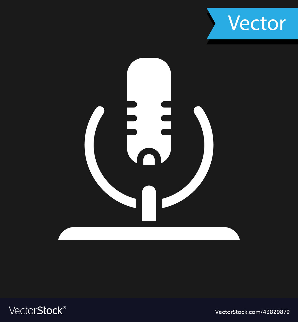 White microphone icon isolated on black background